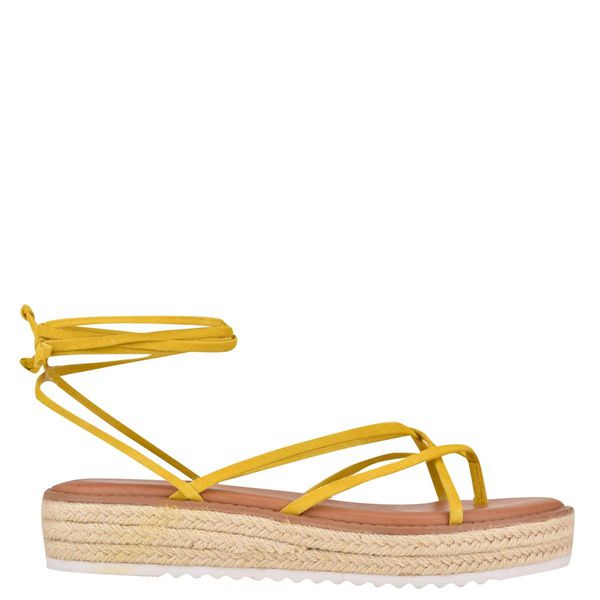 Nine West Candid Ankle Wrap Espadrille Yellow Heeled Sandals | South Africa 55F60-6W35